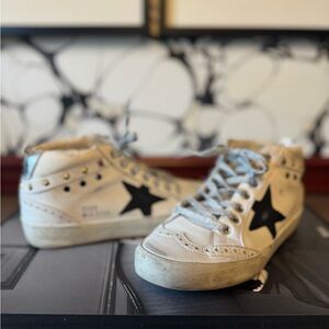 Golden Goose High-Top Sneakers with Black Star